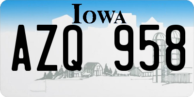 IA license plate AZQ958