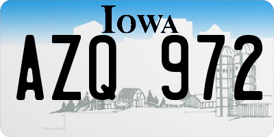 IA license plate AZQ972