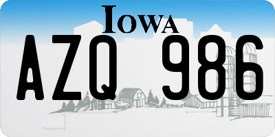 IA license plate AZQ986