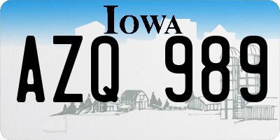 IA license plate AZQ989