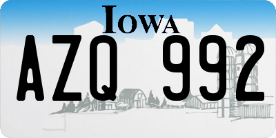 IA license plate AZQ992