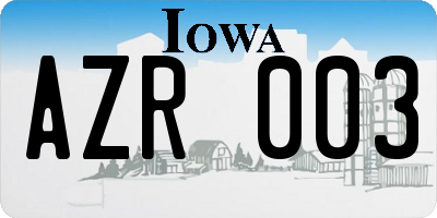 IA license plate AZR003