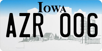 IA license plate AZR006