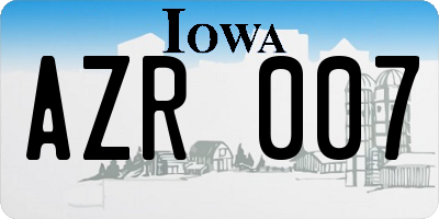 IA license plate AZR007