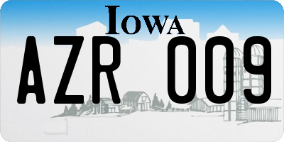 IA license plate AZR009