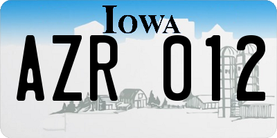 IA license plate AZR012