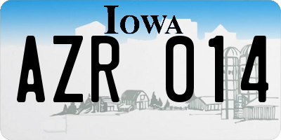 IA license plate AZR014