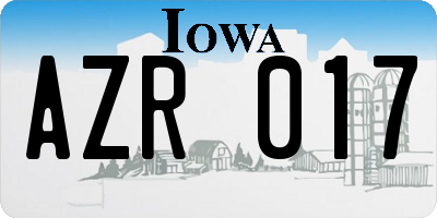IA license plate AZR017