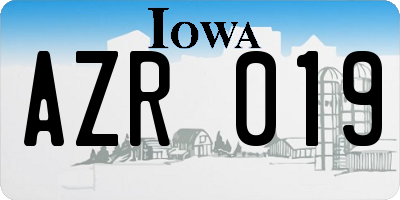 IA license plate AZR019