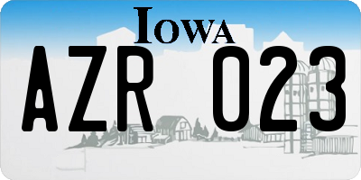 IA license plate AZR023