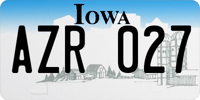 IA license plate AZR027