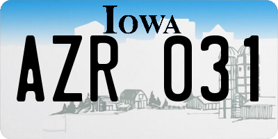 IA license plate AZR031