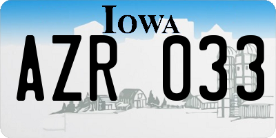 IA license plate AZR033