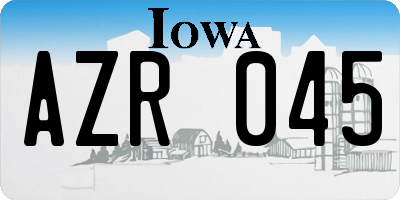 IA license plate AZR045