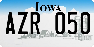 IA license plate AZR050
