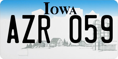 IA license plate AZR059
