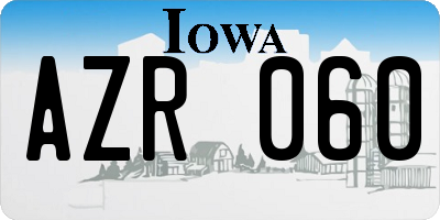 IA license plate AZR060