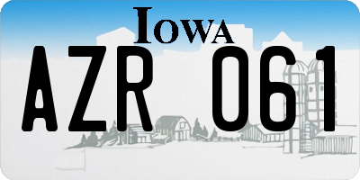IA license plate AZR061