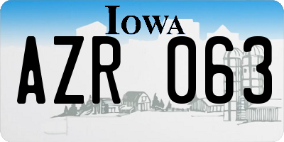 IA license plate AZR063
