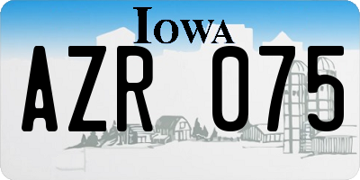 IA license plate AZR075