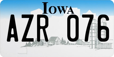 IA license plate AZR076