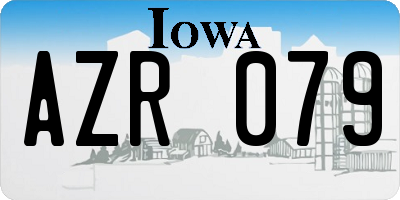 IA license plate AZR079