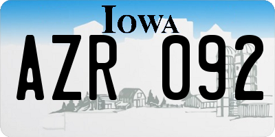 IA license plate AZR092
