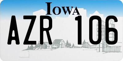 IA license plate AZR106