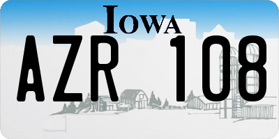 IA license plate AZR108