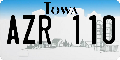 IA license plate AZR110