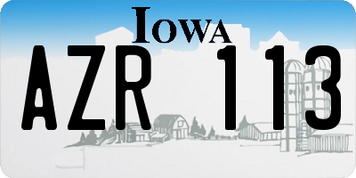 IA license plate AZR113