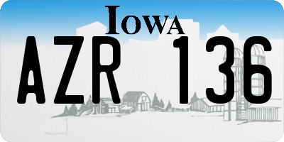 IA license plate AZR136