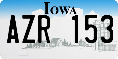 IA license plate AZR153