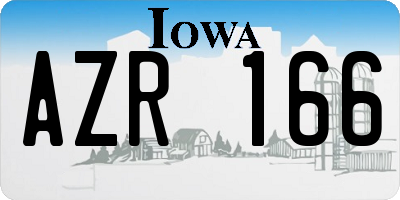 IA license plate AZR166