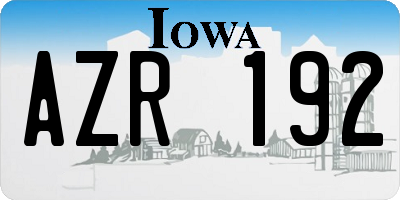 IA license plate AZR192