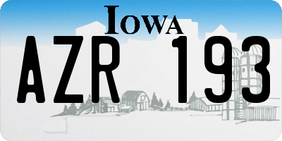 IA license plate AZR193