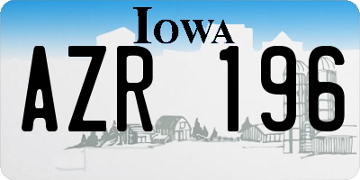 IA license plate AZR196