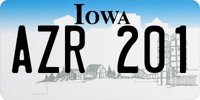 IA license plate AZR201