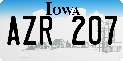 IA license plate AZR207