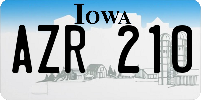 IA license plate AZR210
