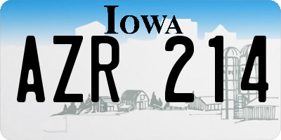 IA license plate AZR214