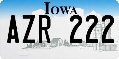 IA license plate AZR222