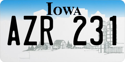 IA license plate AZR231