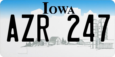 IA license plate AZR247
