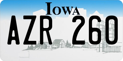 IA license plate AZR260