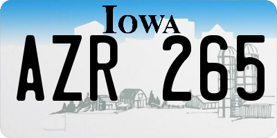 IA license plate AZR265