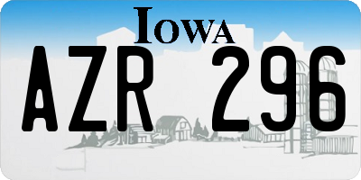 IA license plate AZR296