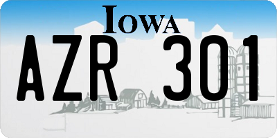 IA license plate AZR301