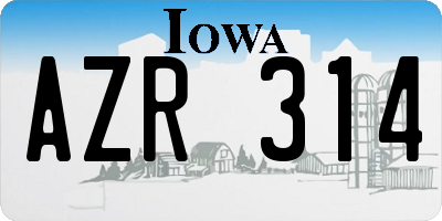 IA license plate AZR314