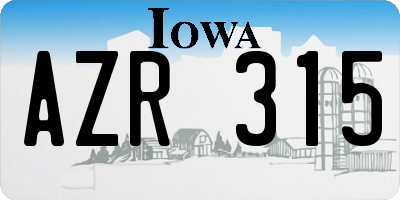 IA license plate AZR315